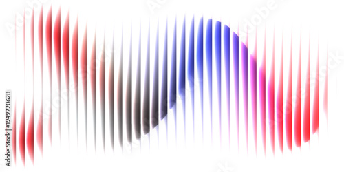 Abstract vertical stripes of deep blue and vibrant red create a dynamic, textured background with a digital feel.