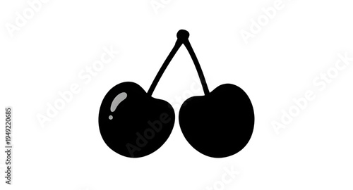 cherry, cherries, fruit, berry, sweet, fresh, ripe, juicy, food, dessert, snack, organic, natural, plant, botanical, stem, leaf, leaves, pair, twin, silhouette, shadow, black, outline, shape, icon, sy