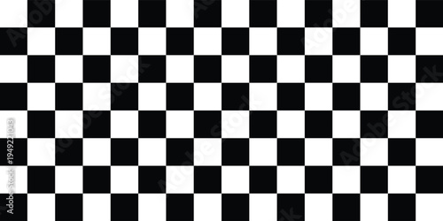 Vector checkerboard pattern. Seamless black and white brush stroke background. Checkered print with distress texture. Painted chequered ornament for kids. Childish design