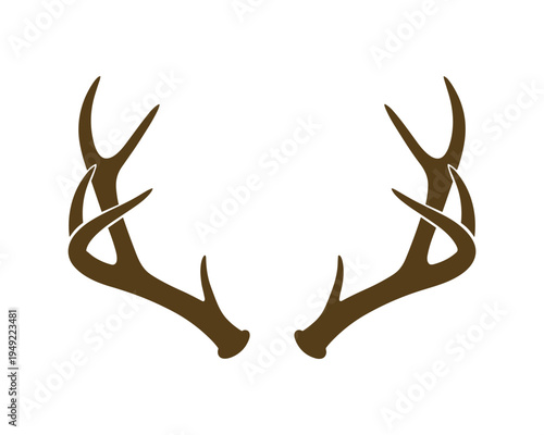 Vector deer antlers silhouette for hunting trophy or nature conservation symbol