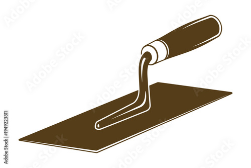 Vector trowel tool for construction and renovation on transparent background