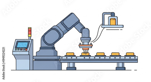 Automated Robotic Arm Working on a Conveyor Belt System.