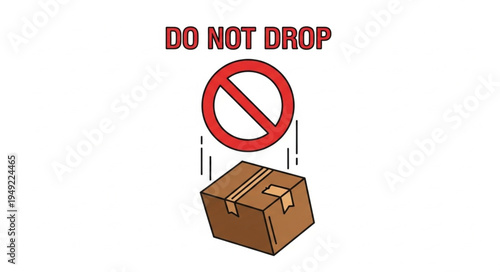 Do Not Drop Warning Symbol on Cardboard Box.