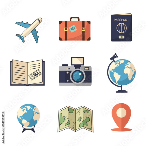 Travel icons for planning adventures and exploring new destinations