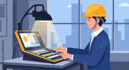 Engineer Working on Laptop Computer.