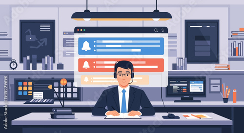 Man in Suit Working on Computer.