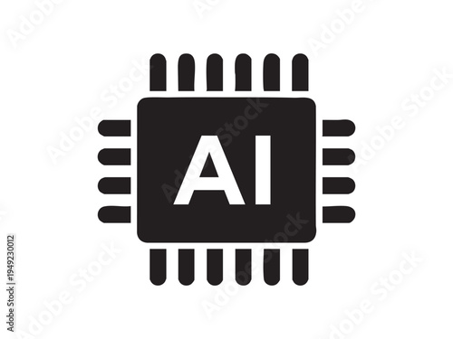 Artificial Intelligence Microchip AI Technology Icon Vector