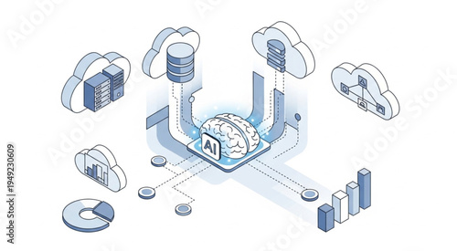 AI-Powered Cloud Computing Network for Data Analysis and Insights.