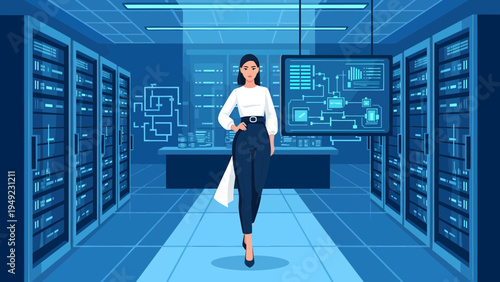 Confident Woman in Professional Attire Standing Tall.