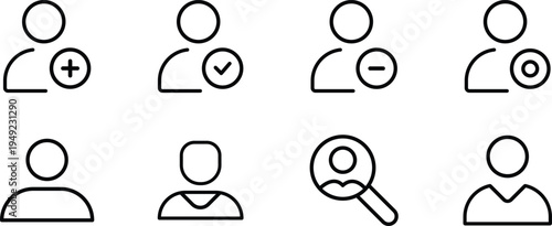 Collection of user interface icons representing various actions and states of a person pictogram