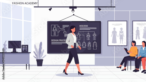 Fashion Academy Instructor Leading Design Class.