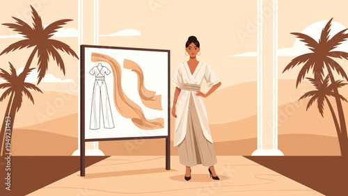 Fashion designer presenting a new clothing collection.