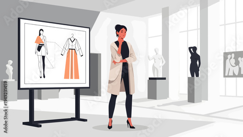 Fashion Designer Presenting New Collection Designs.