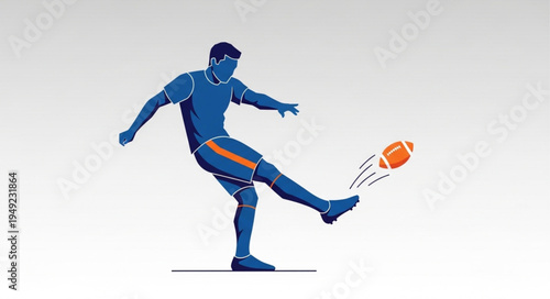 Football player kicking a ball during a match.
