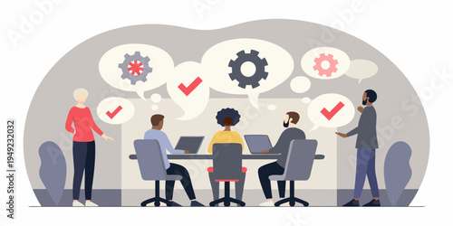 Team collaboration and problem solving during a business meeting