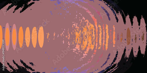 Abstract tunnel vision effect with converging orange and purple shapes