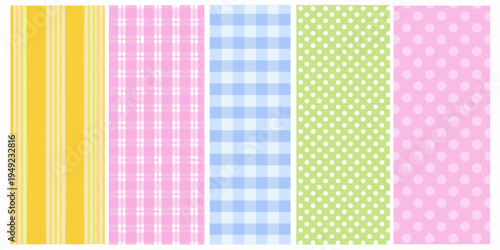 Colorful patterned swatches arranged in vertical columns showcasing various designs