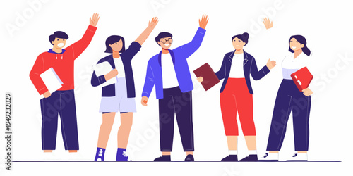 A group of diverse people celebrating success with raised arms and documents