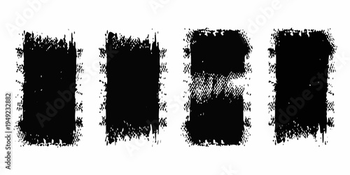 Four distressed rectangular shapes in black against a white background