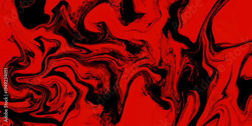 Red and black abstract vector marble texture with liquid swirl patterns. This intense fluid flow background features dynamic ink ripples and artistic marbling effects for modern graphic design. 