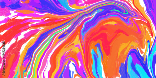 Artistic liquid swirl pattern with bold orange, red, and blue ripples creates dynamic marbling effects. Vibrant multi-color abstract vector marble texture background for modern creative backdrop art.