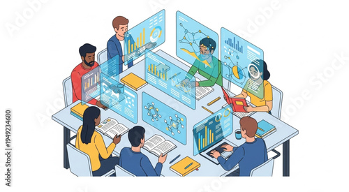 Team Collaboration in a High-Tech Environment with Interactive Displays.