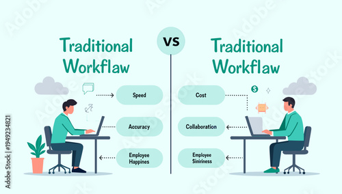 A minimalist illustration depicting a man working at a desk. It evokes a sense of focus and productivity, ideal for website graphics, blog posts about