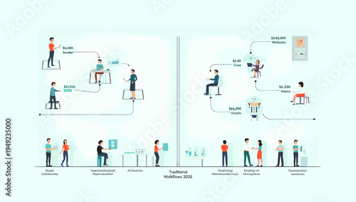 This illustration depicts career advancement and financial success. It's ideal for articles, websites, or marketing materials focused on growth, inves