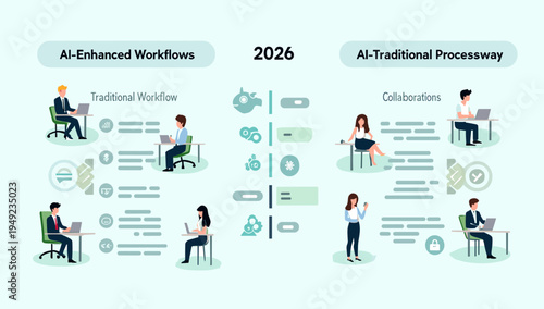 A modern illustration depicting remote teams connected through technology. Perfect for visualizing concepts of digital teamwork, online communication,