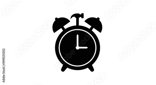 Black Alarm Clock Icon.