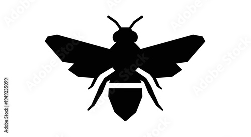 Black bee silhouette insect icon.