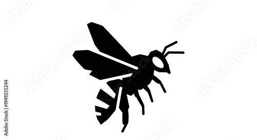 Black silhouette of a bee.