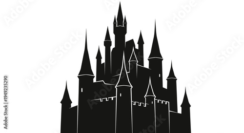 Black silhouette of medieval castle.