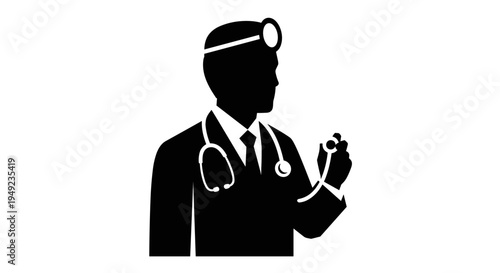 Doctor with Stethoscope and Headlamp.