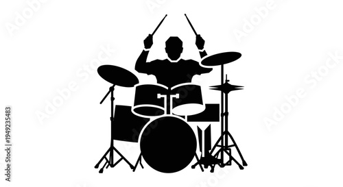 Drummer playing a drum set.