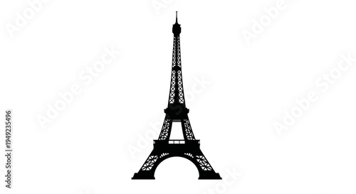 Eiffel Tower Black Silhouette Icon.