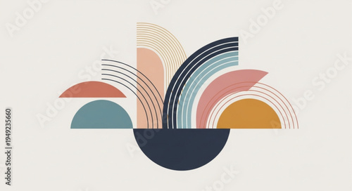 Abstract geometric shapes and lines in a modern minimalist style.