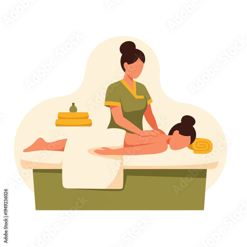 Massage Therapist Giving Back Massage to Woman at Spa for Relaxation