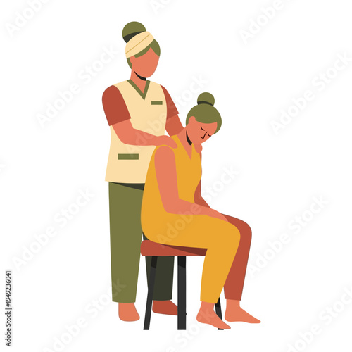 Massage Therapist Giving a Relaxing Neck and Shoulder Massage to a Woman