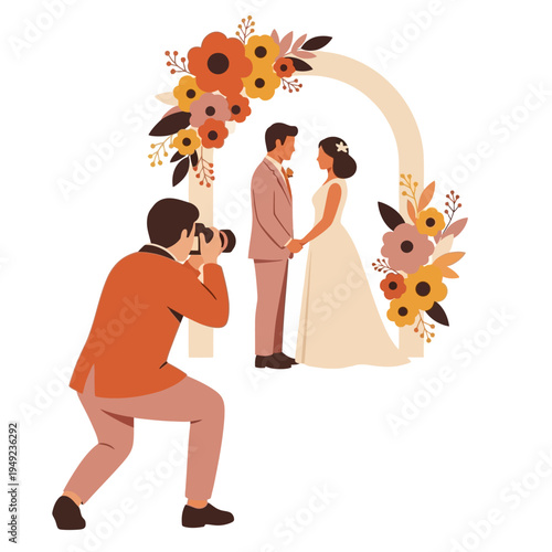 Wedding Photographer Captures a Newlywed Couple Under a Beautiful Floral Arch