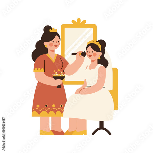Wedding Bride Receiving Makeup Application from a Professional Artist