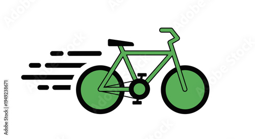 Green bicycle in motion.