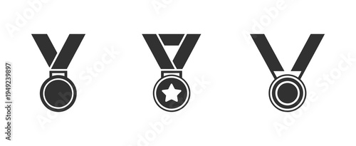 Medal Medallion Award Reward Icon Set, vector graphic illustration, achievement and honor symbols, suitable for website design, logo, mobile app, template, and UI elements