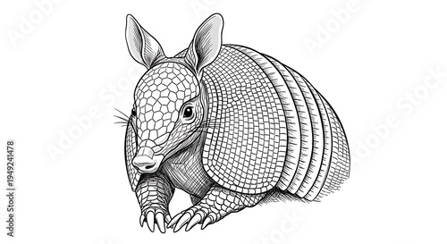 Detailed Armadillo Illustration - A Study in Texture and Form.