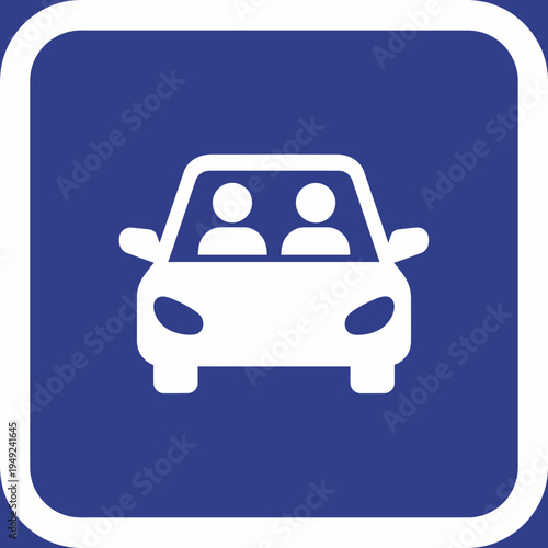 Car Icon Indicating Passenger Transportation with two people inside
