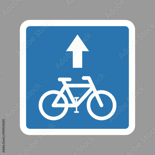 Bicycle lane sign, indicating the direction of travel for cyclists