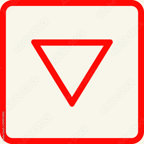 A red yield sign displayed on a cream background