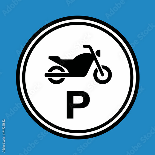 Motorcycle parking sign, a symbol of designated area, with a simple design