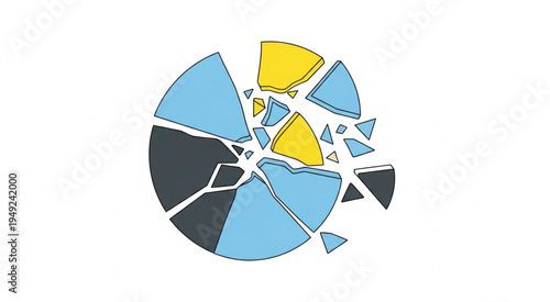 Deconstructed Globe with Fragmented Continents and Shattered World Concept.