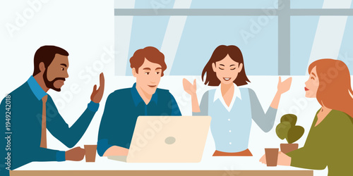 Diverse team collaborating during a business meeting around a table